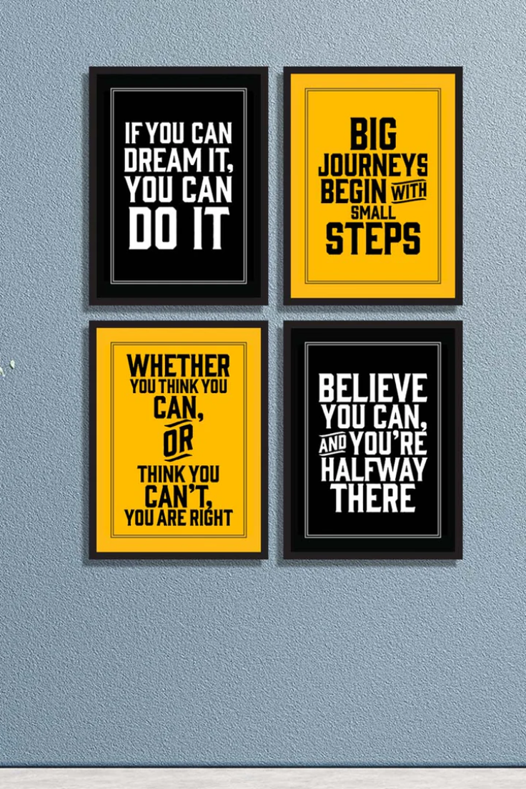 Motivational Wall Art Set – 4 Frame