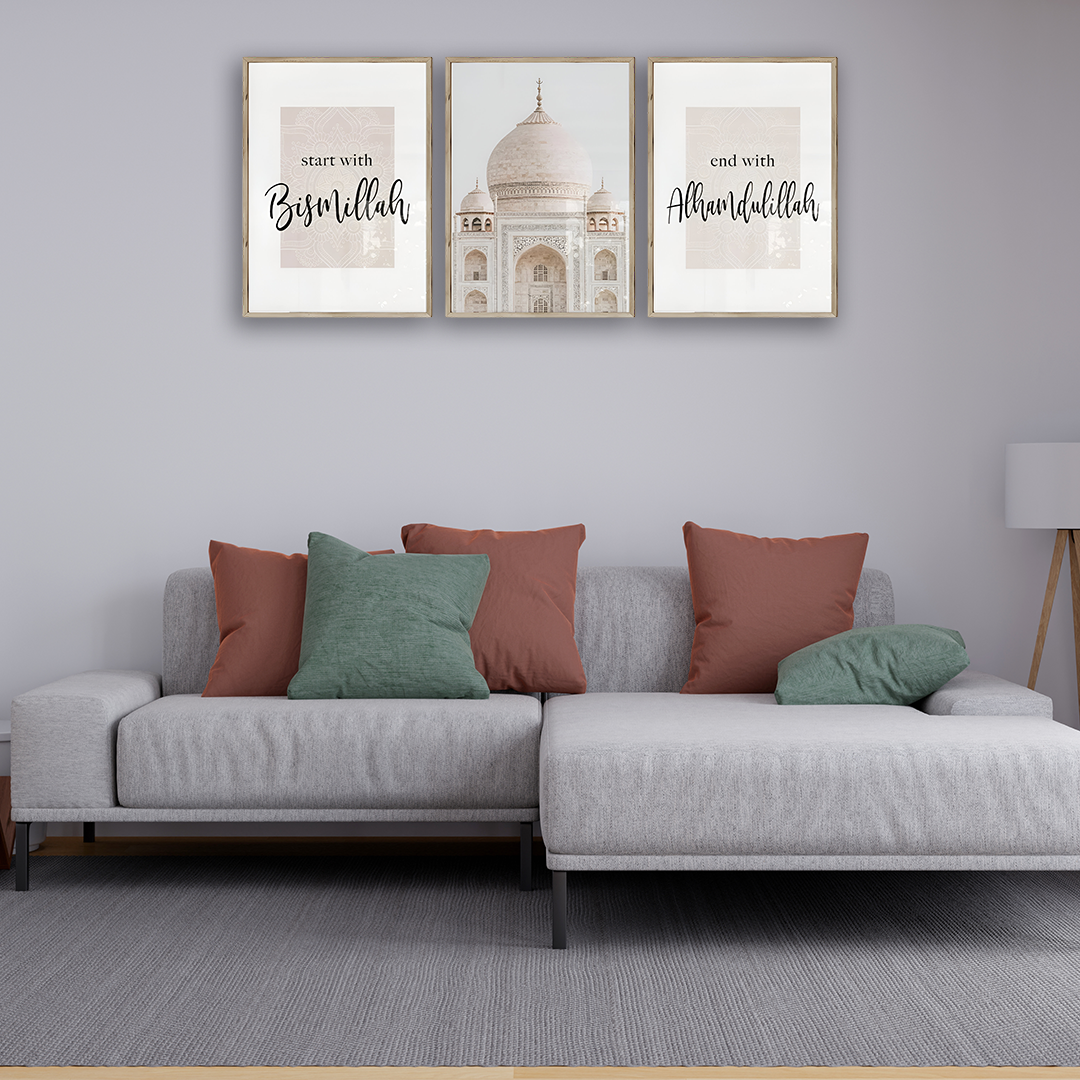 Minimalist Islamic Wall Art – 3-Piece Set for Modern Homes