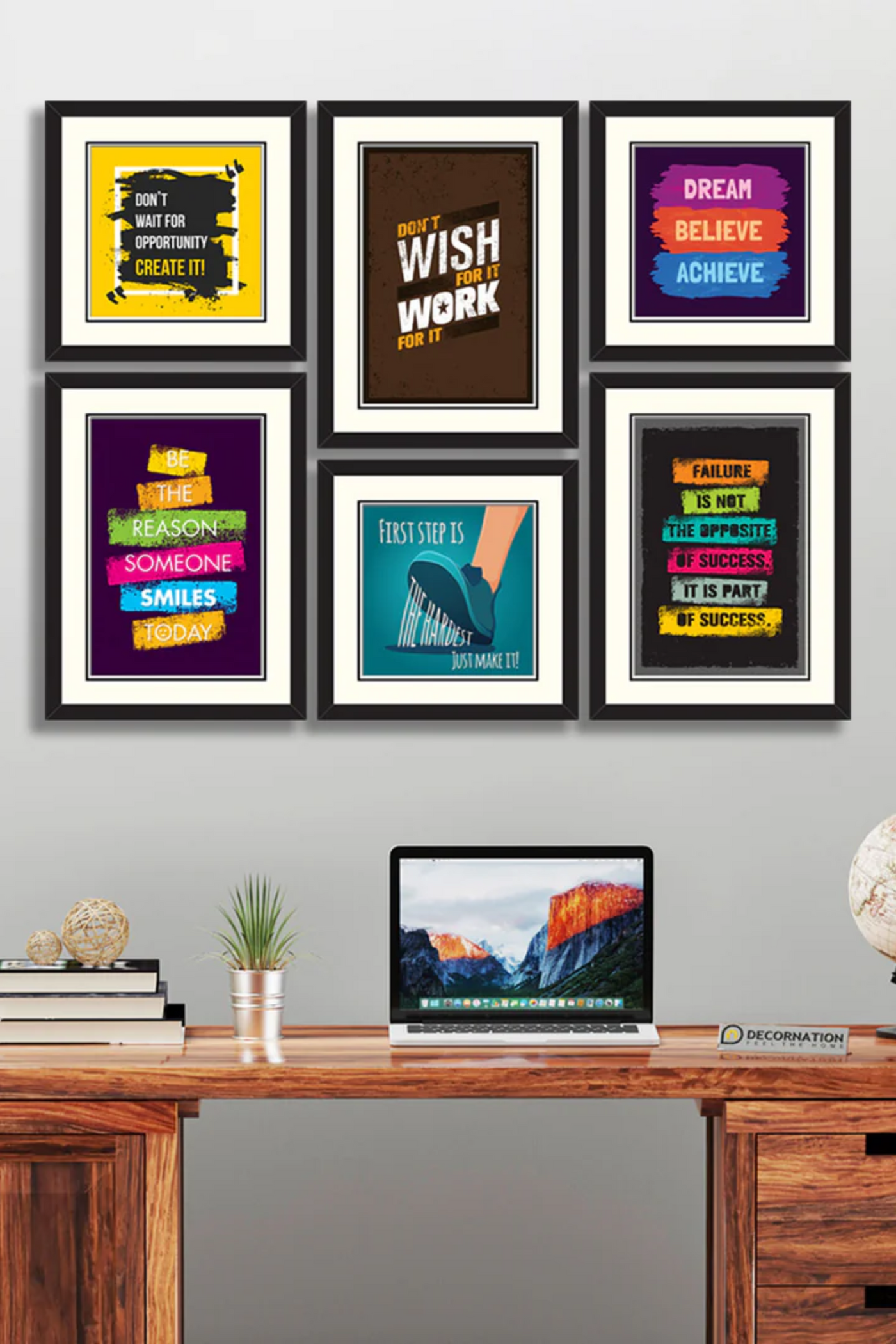 Motivational Wall Art Frame Set (6 Pieces)